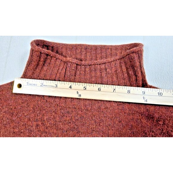 Poetry Cashmere Sweater Women’s 14 Brown Slim Funnel Neck Pullover Quiet Luxury - Picture 16 of 16